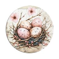 Nyomtatott fa tábla - Húsvéti RSZ téma 11,8cm – koszorúkészítéshez