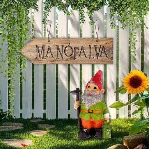 Nyomtatott fa nyíl - Manófalva 30cm – kerti és otthoni dekorációhoz