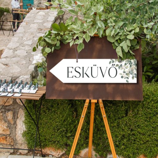 Nyomtatott fa nyíl bal - Esküvő 30cm – esküvői dekorációhoz