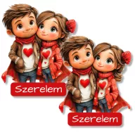 Nyomtatott dekorkarton - Szerelmes pár szerelem 2db/csomag – valentin napi dekorációhoz