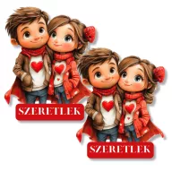 Nyomtatott dekorkarton - Szerelmes pár szeretlek 2db/csomag – valentin napi dekorációhoz
