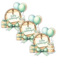 Nyomtatott dekorkarton - Lufis torta szülinap 3db/csomag – kreatív dekorációhoz