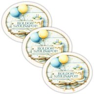  Nyomtatott dekorkarton - Ovál tábla szülinap 3db/csomag – kreatív dekorációhoz