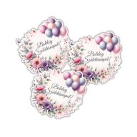  Nyomtatott dekorkarton - Lufis torta szülinap rózsaszín 3db/csomag – kreatív dekorációhoz