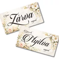 Nyomtatott fa tábla - Zárva-Nyitva 24,3x13cm - pasztell rózsás – húsvéti dekorációhoz