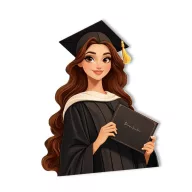 Nyomtatott dekorkarton - Beszúrható ballagási dekor - lány barna – ballagási ajándékokhoz