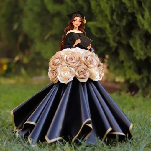 Nyomtatott dekorkarton - Beszúrható ballagási dekor - lány barna – ballagási ajándékokhoz