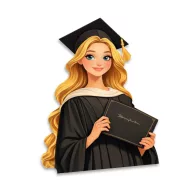 Nyomtatott dekorkarton - Beszúrható ballagási dekor - lány szőke – ballagási ajándékokhoz