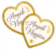 Nyomtatott fa tábla - Anyák napjára arany szív 9cm 2db/csom – fa dekoráció és kézműves projektekhez – Papelito.hu