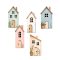 Nyomtatott dekorkarton - Pasztell házikók 5db/csomag