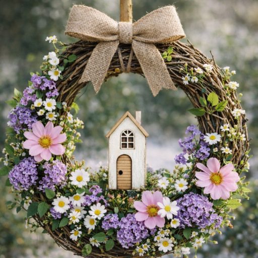 Nyomtatott dekorkarton - Pasztell házikók 5db/csomag