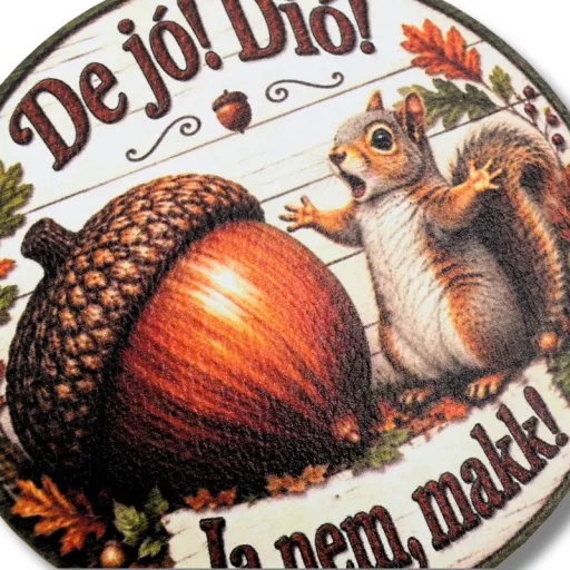 Nyomtatott fa tábla koszorú közép - De jó, dió! 11,8cm