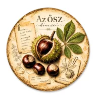   Nyomtatott fa tábla koszorú közép - Az ősz kicsei 11,8cm