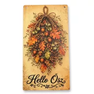 Nyomtatott fa tábla - Hello Ősz akasztós tábla 13x24,3cm