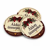   Nyomtatott fa tábla - Áldott ünneket bordó tábla 3db/csomag