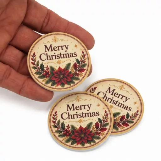 Nyomtatott fa tábla - Merry Christmas tábla 3db/csomag