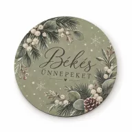   Nyomtatott fa tábla - Békés ünnepeket koszorúközép 11,8cm