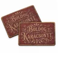   Nyomtatott fa tábla - Vintage Boldog Karácsonyt tábla - bordó 2db/csomag