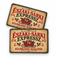   Nyomtatott fa tábla - Vintage karácsonyi tábla - Északi sark.. 2db/csomag