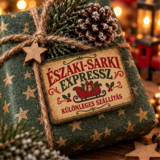 Nyomtatott fa tábla - Vintage karácsonyi tábla - Északi sark.. 2db/csomag