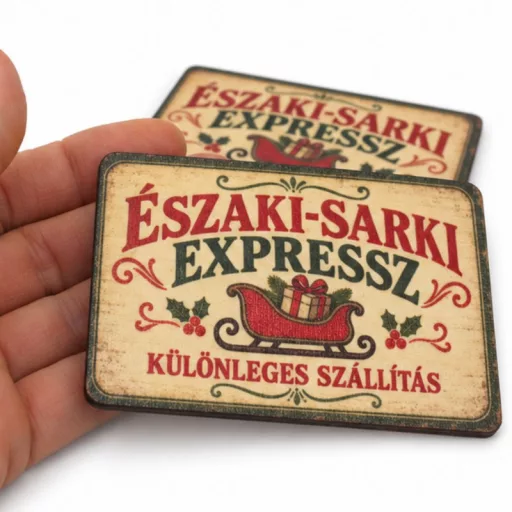 Nyomtatott fa tábla - Vintage karácsonyi tábla - Északi sark.. 2db/csomag
