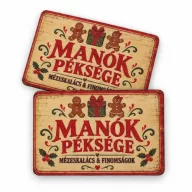  Nyomtatott fa tábla -  Vintage karácsonyi tábla - Manók péksége 2db/csomag