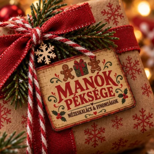 Nyomtatott fa tábla -  Vintage karácsonyi tábla - Manók péksége 2db/csomag
