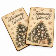   Nyomtatott fa tábla - Karácsonyi krém/zöld tábla - fenyőfás 2db/csomag