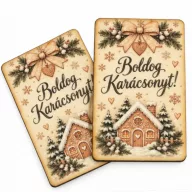   Nyomtatott fa tábla - Karácsonyi krém/zöld tábla - mézeskalácsos 2db/csomag