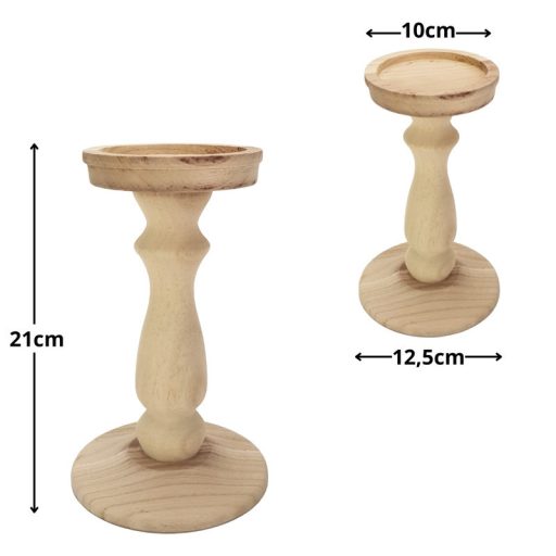 Natúr fa gyertyatartó Goya 21cm – karácsonyi hangulatvilágításhoz – fa dekoráció és kézműves projektekhez – Papelito.hu