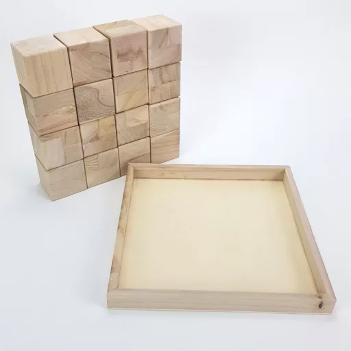 Natúr fa 6cm kocka puzzle 16db-os