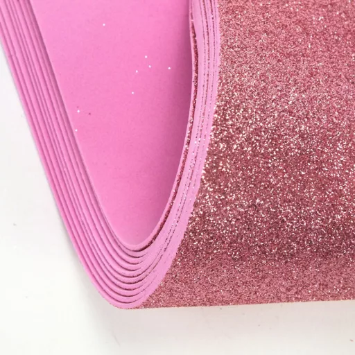 Csillámos dekorgumi 2mm 10db/csomag - Rózsaszín