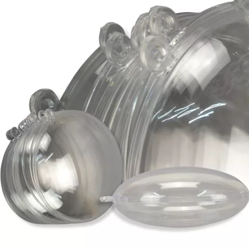  Ajándéktartó gömb műanyag lapos 11cm 5db/cs 60/# – koszorúhoz, virágdekorációhoz