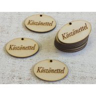 Natúr fa - "Köszönettel" gravírozott ovál táblácska 10db/csomag – festéshez, dekorációhoz