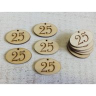 Natúr fa - Évfordulós gravírozott ovál táblák 10db/csomag – festéshez, dekorációhoz #25