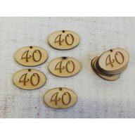 Natúr fa - Évfordulós gravírozott ovál táblák 10db/csomag – festéshez, dekorációhoz #40
