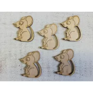 Natúr fa - Egér 5cm 5db/csomag – festéshez, dekorációhoz