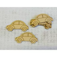 Natúr fa - Autó rajzos 7cm 5db/csomag – festéshez, dekorációhoz