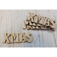 Natúr fa - "Xmas" felirat íves 7,5cm 5db/csomag – koszorúhoz, asztaldíszhez