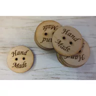 Natúr fa - "Hand made " gomb 3cm 10db/csomag – festéshez, dekorációhoz