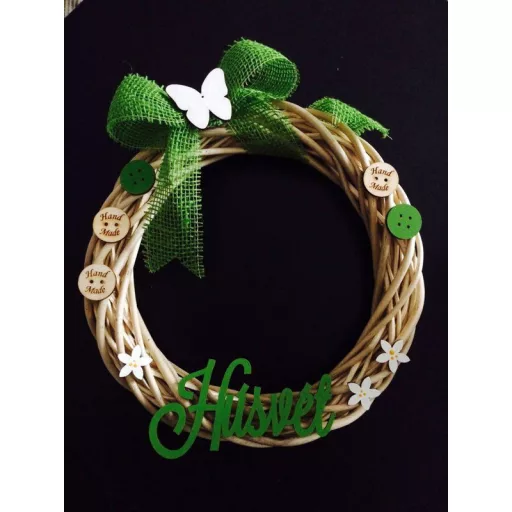 Natúr fa - "Hand made " gomb 3cm 10db/csomag – festéshez, dekorációhoz