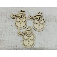 Natúr fa - Hóember sállal 8cm 3db/csomag – karácsonyi dekorációhoz