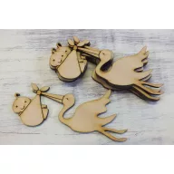 Natúr fa - Gólya babával 5db/csomag – kreatív dekorációhoz