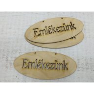Natúr fa - "Emlékezünk" ovál áttört tábla 14x6cm 3db/csomag – kegyeleti dekorációhoz