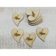 Natúr fa - Szív "Papa" felirattal 10db/csomag – festéshez, dekorációhoz
