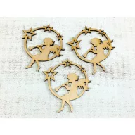 Natúr fa - Angyal a Holdon 3db/csomag – karácsonyi dekorációhoz, koszorúhoz