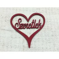 Fa - Szeretlek szívben meggypiros 10cm – festéshez, dekorációhoz