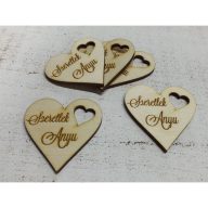 Natúr fa - "Szeretlek Anyu"gravirozott szív 5db/csomag – anyák napi dekorációhoz