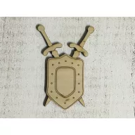 Natúr fa - Pajzs karddal 10cm – karácsonyi dekorációhoz