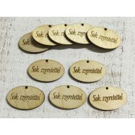 Natúr fa - "Sok szeretettel" ovál táblák 10db/csomag – festéshez, dekorációhoz